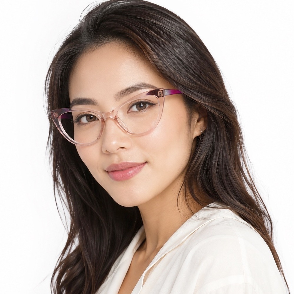 SOOLALA Cat Eye Reading 1.75 Glasses Pink Ombre Gradient Frames Pouch 104-61